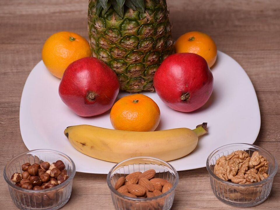 frutas y nueces para aumentar la potencia